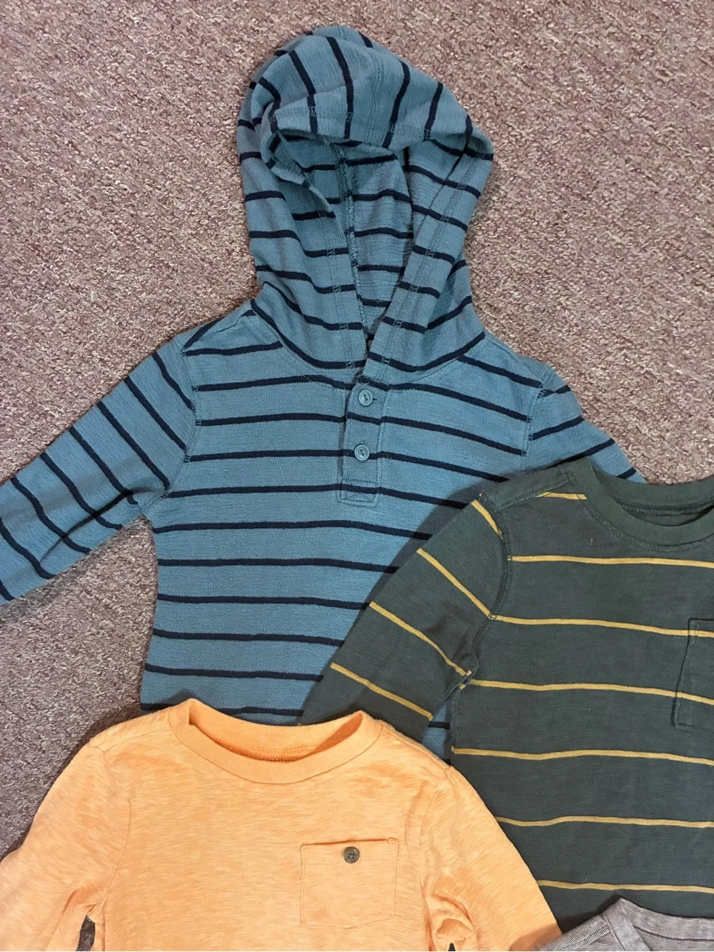Old Navy Boys Long-Sleeve Stripe & Solid Tee Mix - Blue, Green, Yellow, Gray